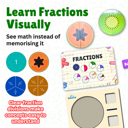 Sakuya Fraction Puzzle Learning Toy for Kids | Hands-On Math Manipulative | Visual Fractions & Part-Whole Concepts | Early Learning, Homeschool, Classroom Use | STEM Educational Math Toy