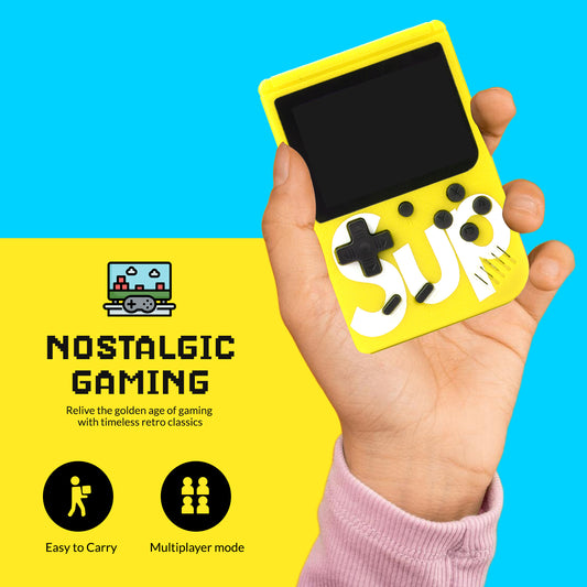 Handheld Video Game Console for Kids | Built-In Retro Games | Indoor Games for Kids Ages 7 to 15 | Good Gift for Boys and Girls | Portable Fun for Travel and Home Yellow