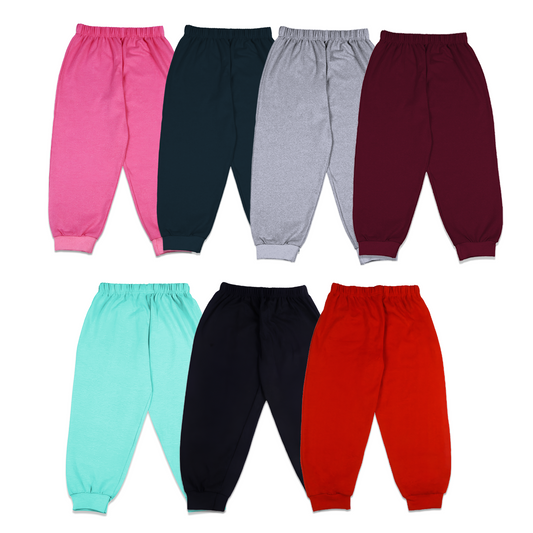 Cotton Kids Jogger Pants Combo Pack of 7 | Soft & Breathable Fabric | Elastic Waistband for a Snug Fit | Stretchable Cuffs | Durable & Machine Washable | Unisex Casual Bottoms for Boys & Girls