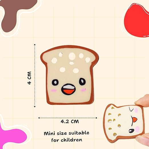 Sakuya Bread Shape Eraser for Kids and Adults | Smiley Pencil Erasers | Cartoon Emoji Face Eraser - Sakuya