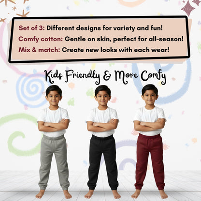Sakuya Breathable Cotton Set of 3 Pant Set for Nightwear Sleepwear Casual Travel for Unisex Kids Boys Girls