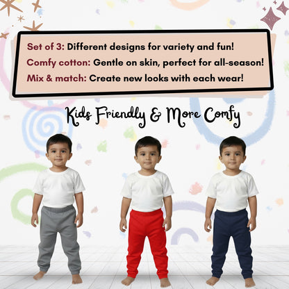 Sakuya Breathable Cotton Set of 3 Pant Set for Nightwear Sleepwear Casual Travel for Unisex Kids Boys Girls