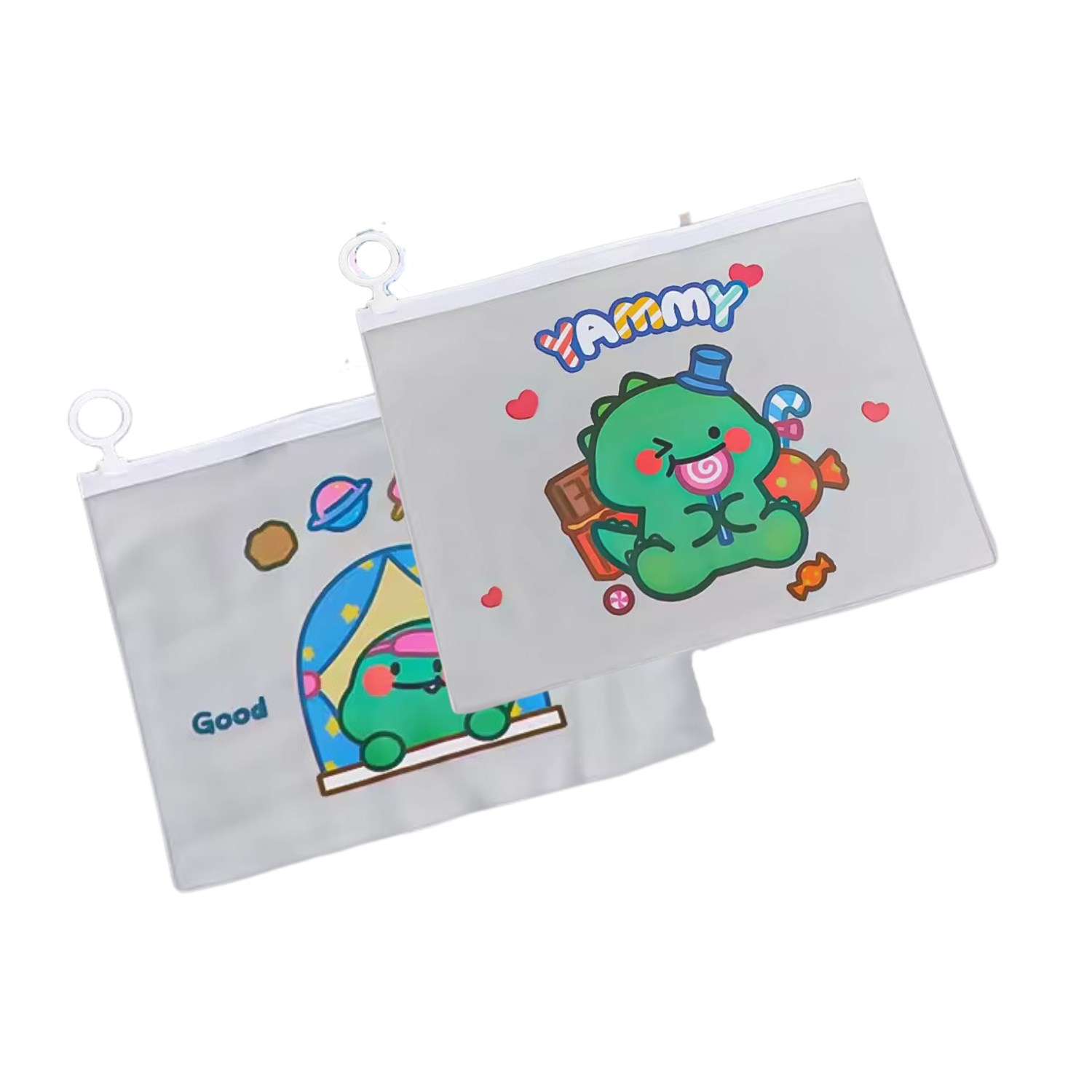 Sakuya Cute Cartoon Dinosaur Transparent Pencil Pouch for Student and Kids | Multipurpose Pouch Return Gifts | Birthday Return Gifts - Sakuya