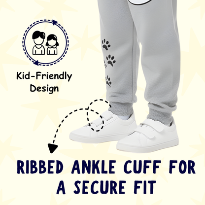 Sakuya Boys Track Pants | Cotton Track Pants for Kids with Full Length Fit and Elastic Waistband | Grey Panda Printed Daily Wear Bottoms Designed for Comfort, Breathability and Easy Movement