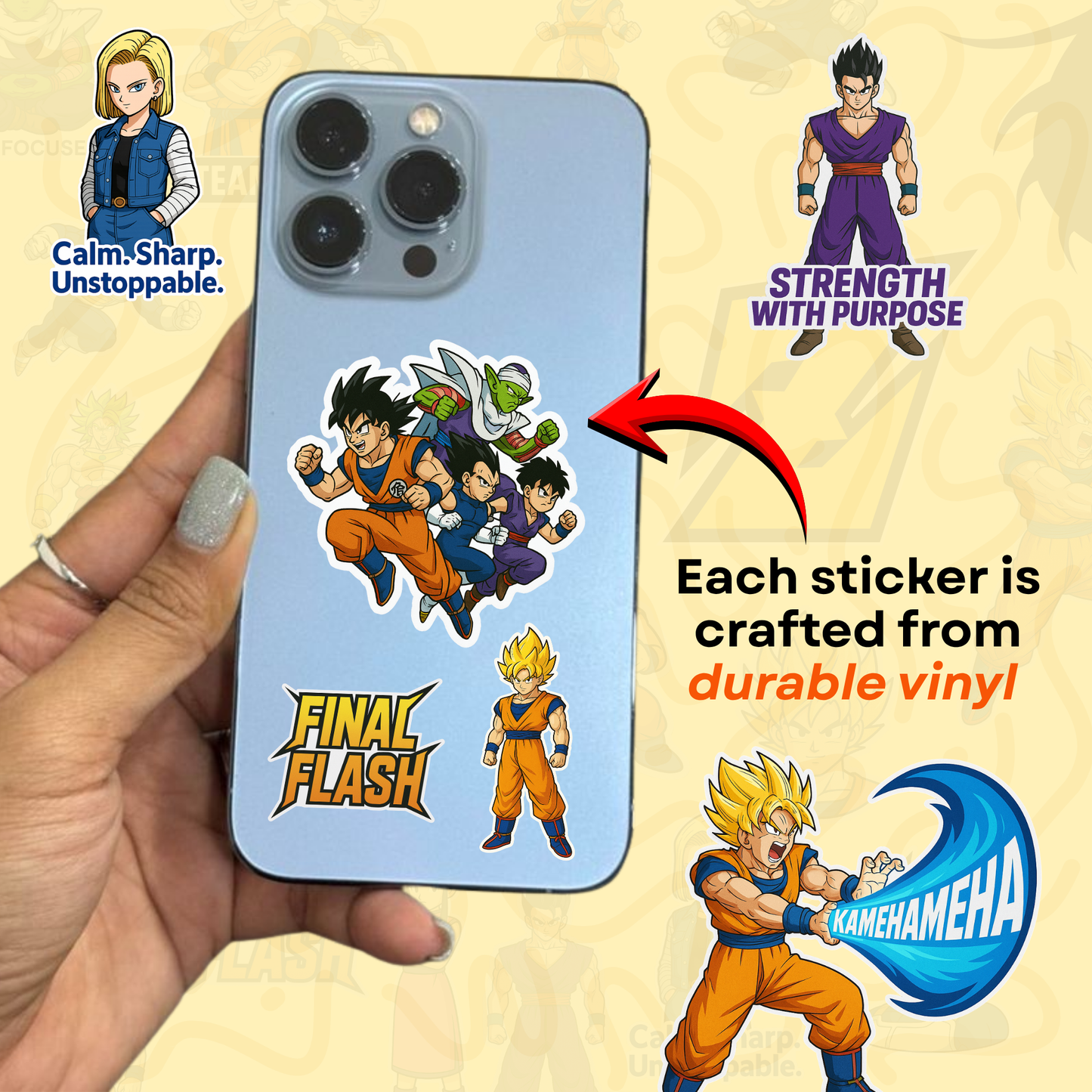 Dragon Ball Z Set | Premium Anime Stickers for Laptop, Bike, Guitar | Waterproof Vinyl Decals Featuring Goku & Vegeta | Collectible Dragon Ball Sticker Set | Variety of Poses