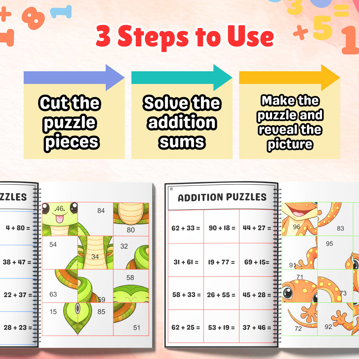 Sakuya Math Book for Kids – Fun Addition Puzzle Activity Workbook with Colourful Picture Puzzles for Preschool and Kindergarten Early Learning Practice Book for Kids 3+