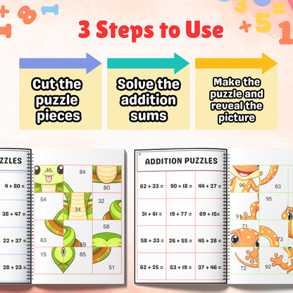 Sakuya Math Book for Kids – Fun Addition Puzzle Activity Workbook with Colourful Picture Puzzles for Preschool and Kindergarten Early Learning Practice Book for Kids 3+