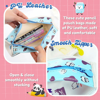 Sakuya Milk PU Pencil Case | Large Capacity Creative Pencil Pouch For School Kids, College, Office| Portable Student Stationary Bag - Sakuya