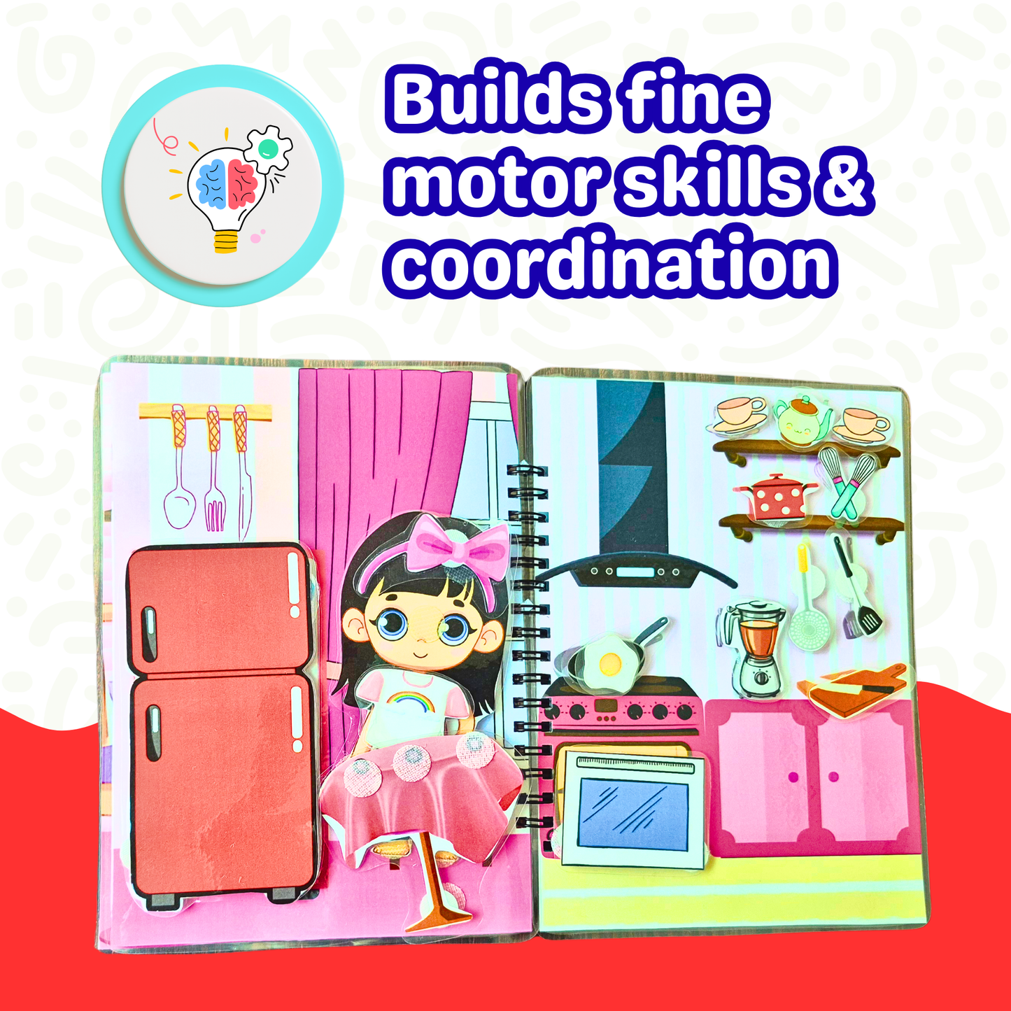 Sakuya Princess House Busy Book for Preschool Kids | Pretend Play with Dress-Up, Makeup, Kitchen & Bathroom Scenes | Reusable Stickers | Learning Gift for Girls 3–6 Years