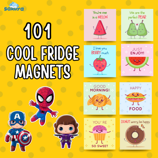 Cool DIY 101 Fridge Magnets- Badges for kids-Pintables pdf file- Not a physical product