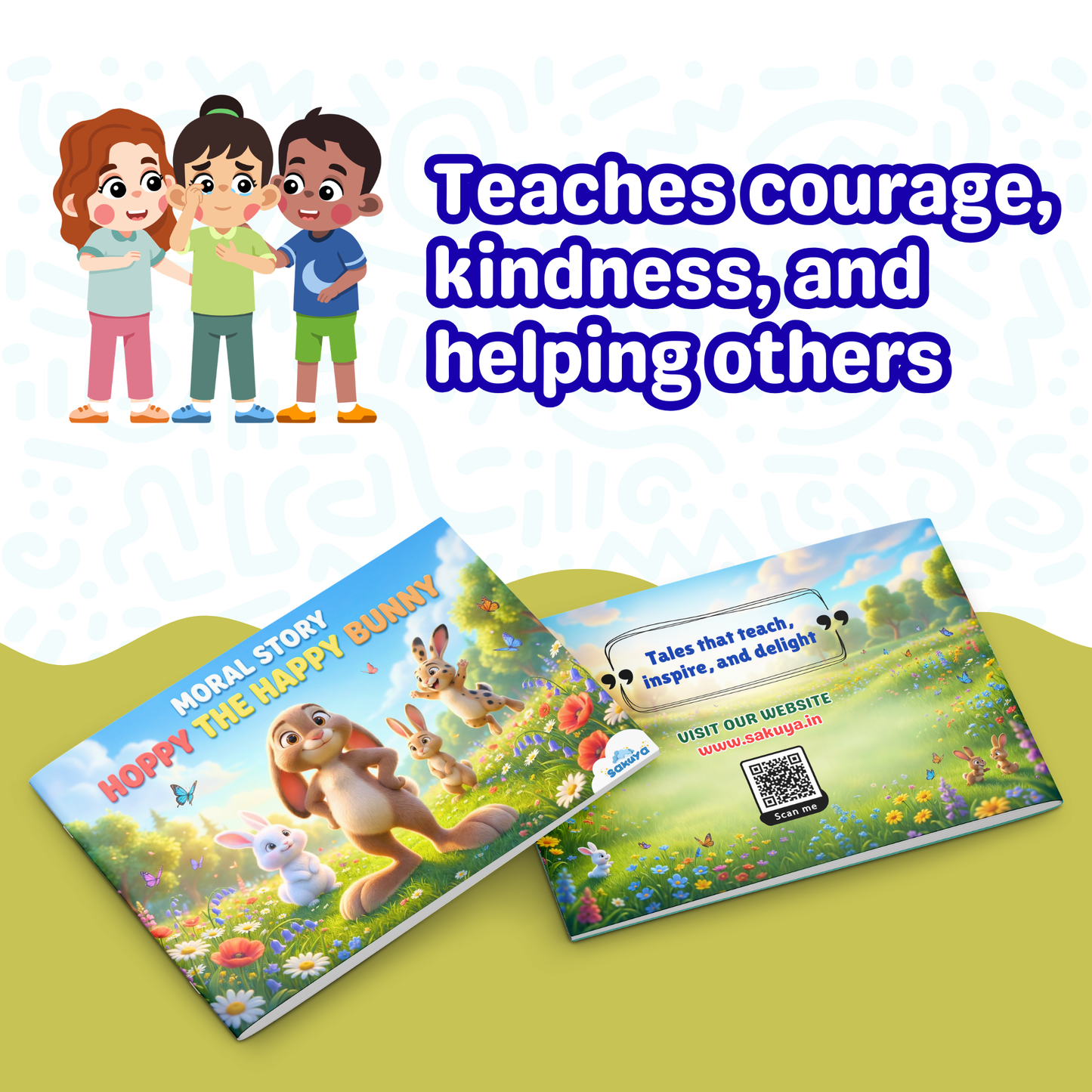 Sakuya Hoppy the Happy Bunny Moral Story Book for Kids Ages 3–8 | Illustrated Bedtime Story Book for Children | Teaches Self Confidence, Kindness, Friendship and Life Lessons Through Engaging Storytelling