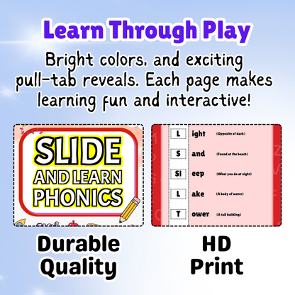 Sakuya Slide and Learn Phonics Book for Kids Ages 5+ | Interactive Phonics Learning, English Word Sounds, Early Reading Skills, Ideal for UKG and Beginner Readers