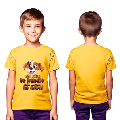 Sakuya Kids T-Shirt Regular Fit Unisex Cotton Dress with Attractive Dog Print| Half Sleeves - Perfect for Boys & Girls-Yellow - Sakuya