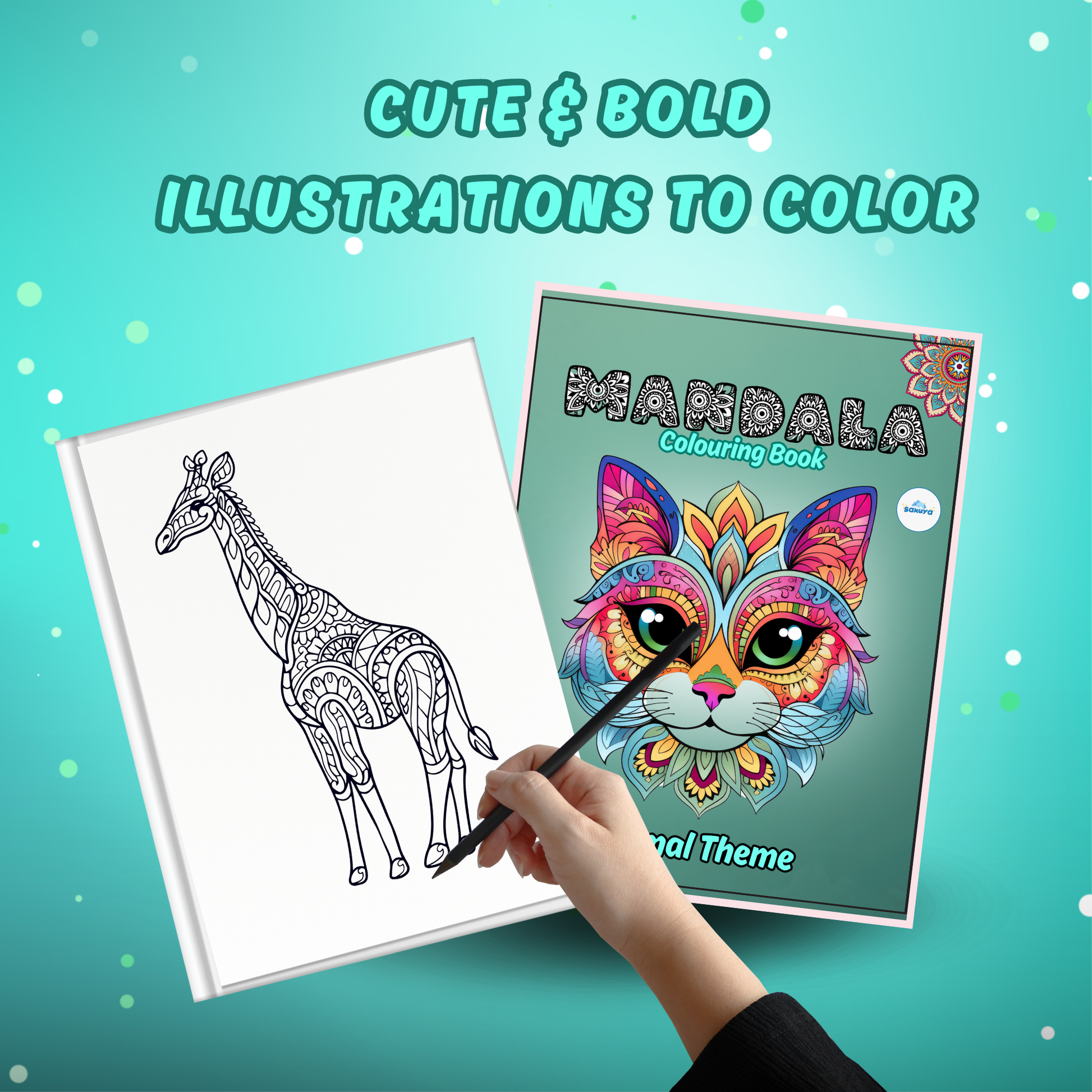 Animal Mandala Coloring Book for Kids – 50 Pages of Creative Fun for Ages 6-12 – Ideal Gift for Young Artists - Sakuya