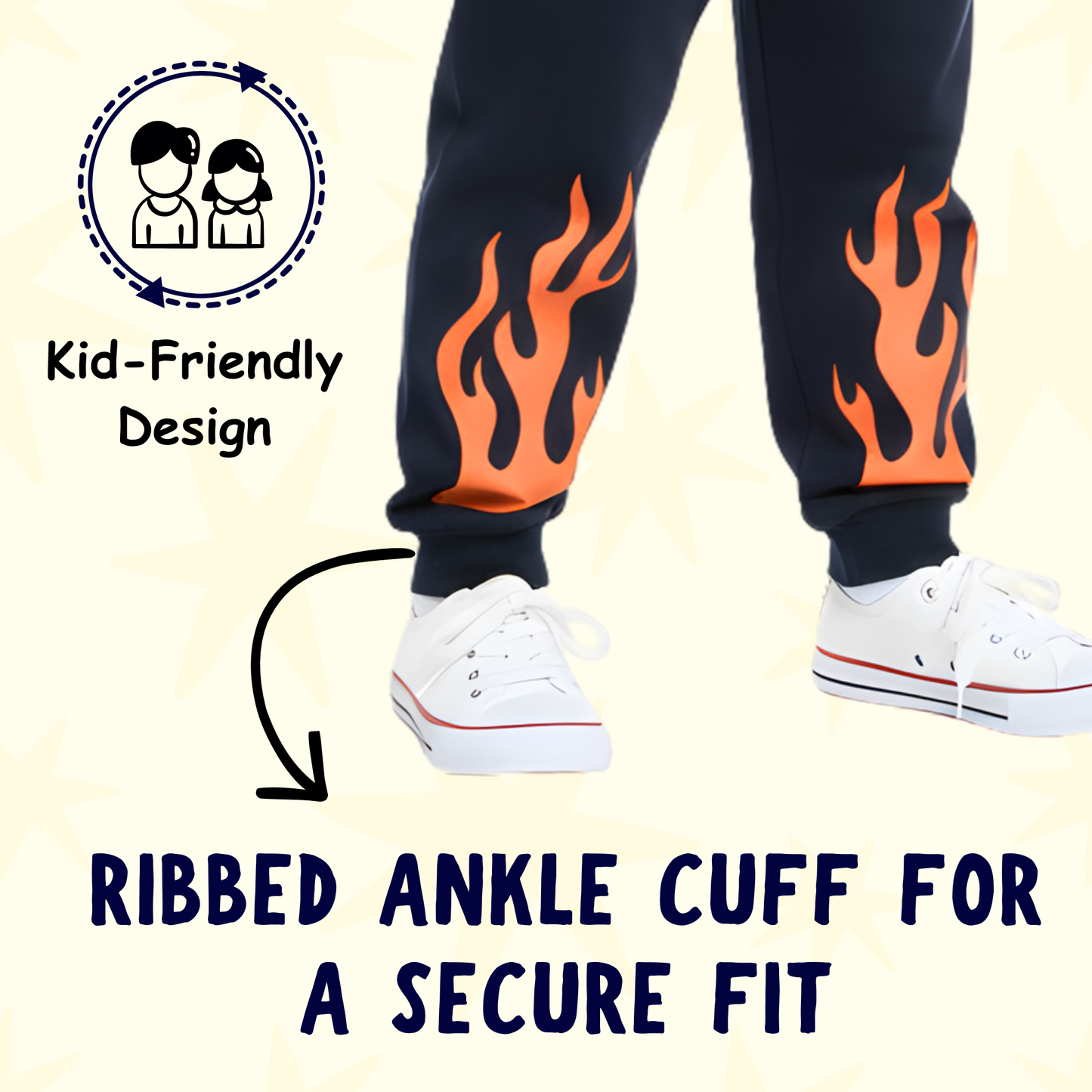 Sakuya Black joggers for boys, soft night pant, sporty track bottom suited to 1-5 years kids with racing design, comfy elastic waist full length wear, casual sleep trousers children will love