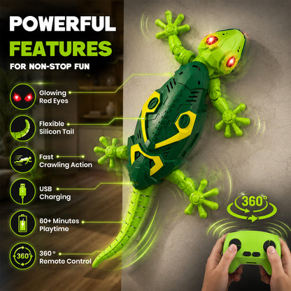 Sakuya Remote Control Toy Lizard for Kids | Rechargeable Wall Climbing RC Crawler with LED Lights | Fake Prank Animal Toy for 4+ Year Boys & Girls | Indoor Interactive Remote Play Gift