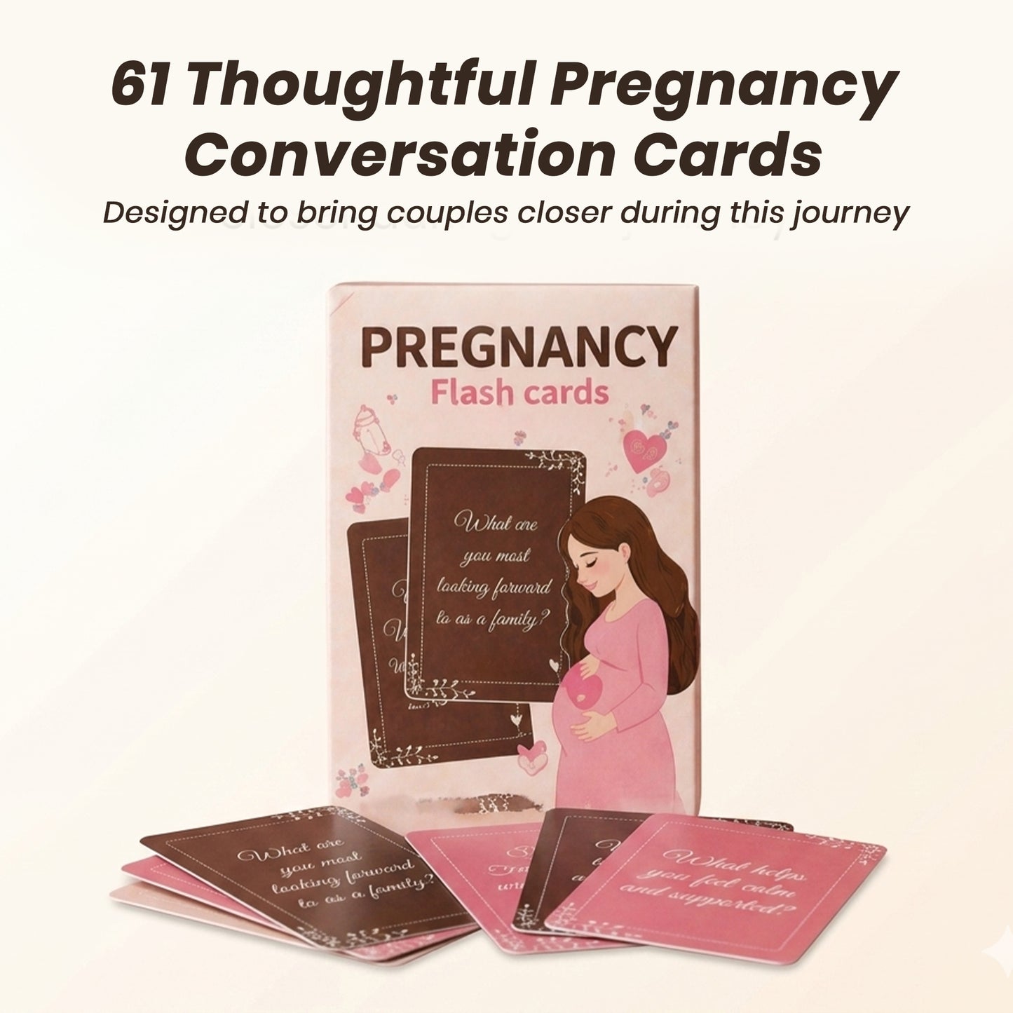 Sakuya Pregnancy Conversation Cards for Couples | 60 Pregnancy Flash Cards for Expecting Parents | Relationship Bonding Game for Moms and Dads | Baby Shower Gift for Mom to Be