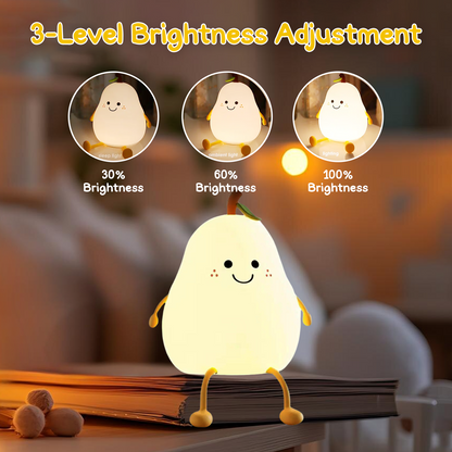 Pear Lamp - Cute Pear Silicone Night Lamp for Kids, Rechargeable Night Light for Bedroom, Aesthetic Lamp for Kids Room, Soft Silicone Cute Lamps, Pear Gifts for Girls and Boys