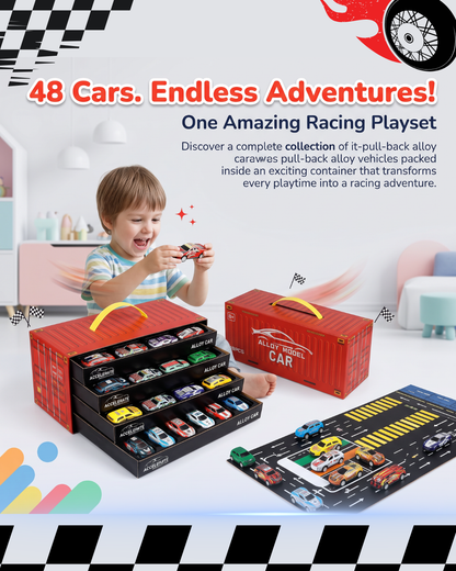 Sakuya 48-piece Alloy Die Cast Toy Cars for Kids with Container
