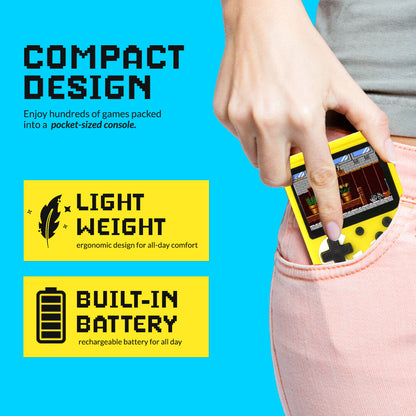 Handheld Video Game Console for Kids | Built-In Retro Games | Indoor Games for Kids Ages 7 to 15 | Good Gift for Boys and Girls | Portable Fun for Travel and Home Yellow