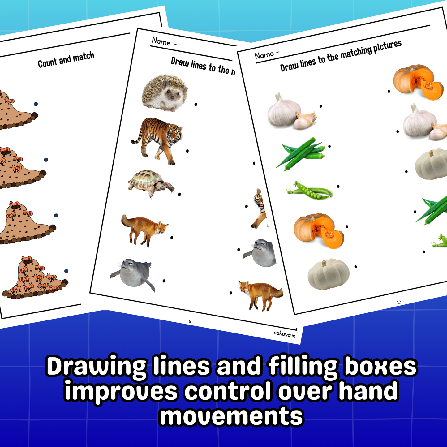 Sakuya Matching Lines Worksheet for Kids | Early Learning Activity | Preschool Tracing & Matching Printable | Fine Motor Skills Practice