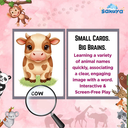 Sakuya Animal Flash Cards for Kids Learning | Preschool Educational Cards | Toddler Printable | Animal Name and Sound Recognition Game