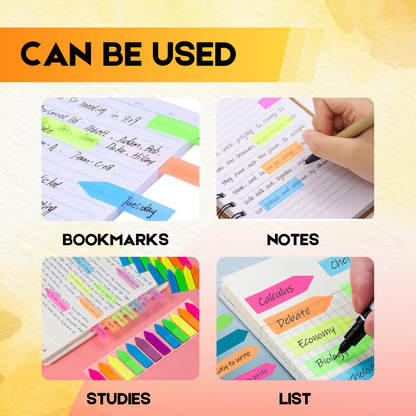 Sakuya Sticky Notes Set Neon Memo Pad| Stick Notes Pads with Bookmark Index for Planner with Fineliner Color Pens for School Home Office Supplies - Sakuya