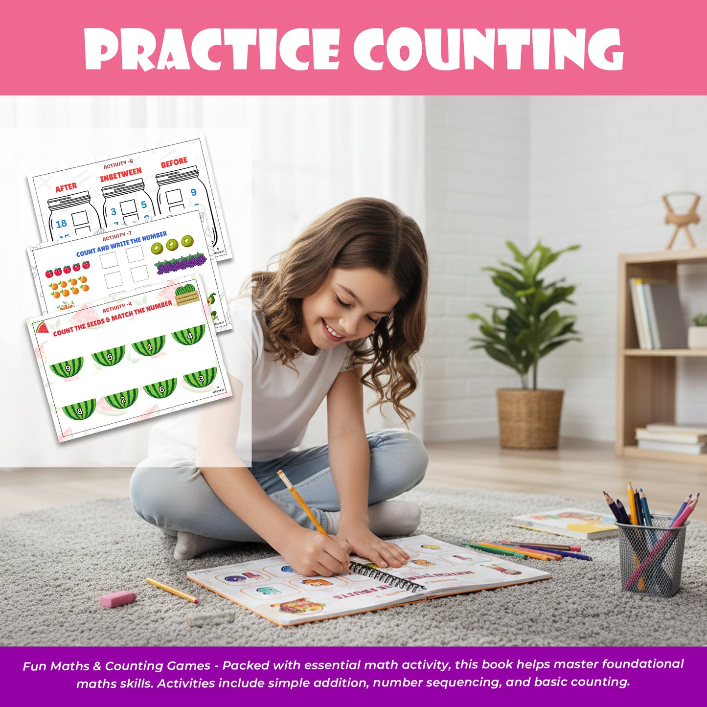 Brain Activity Book For Kids 3-5 Years: Early Learning Maths, Counting & Matching Games – Concentration Improving Toddler Activity Kit & Gift. Intellectual Mathematical Games For Kids