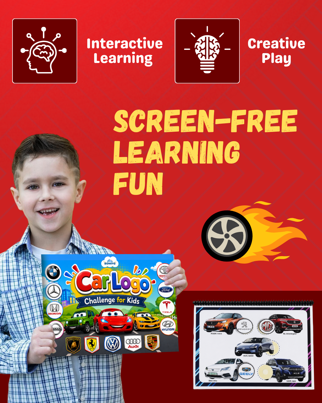 Sakuya Car Logo Challenge for Kids Book |Learn BMW, Porsche, Audi & More