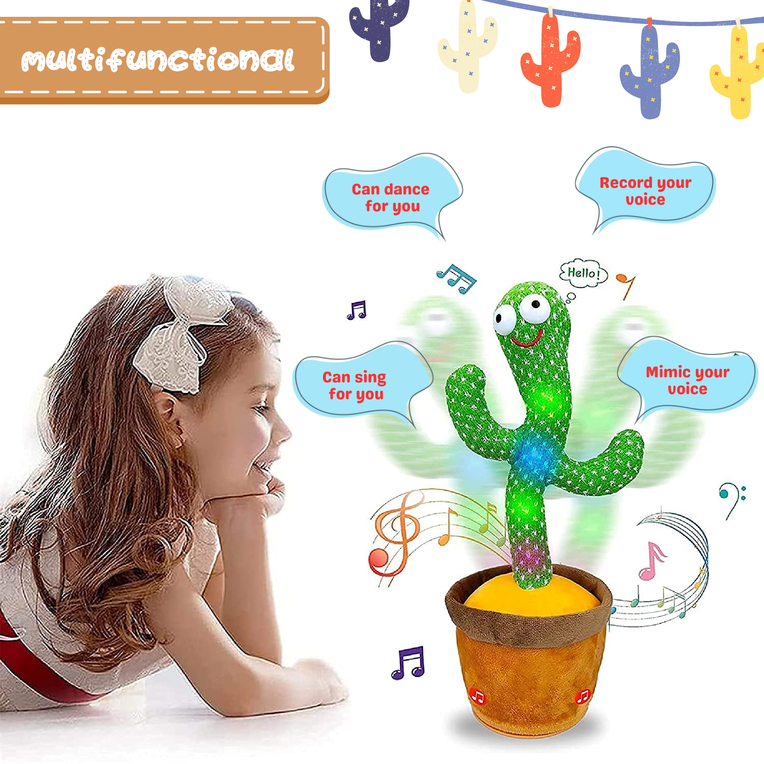 Sakuya Dancing Cactus Toy, Cactus Musical Baby Toys|Toy for Home Decoration and Children Playing - Sakuya