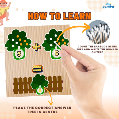 Sakuya Tree Math Kids Addition Game -Fun Learning Activity to Promote Number Visualization| Printable Toddler Activities - Sakuya