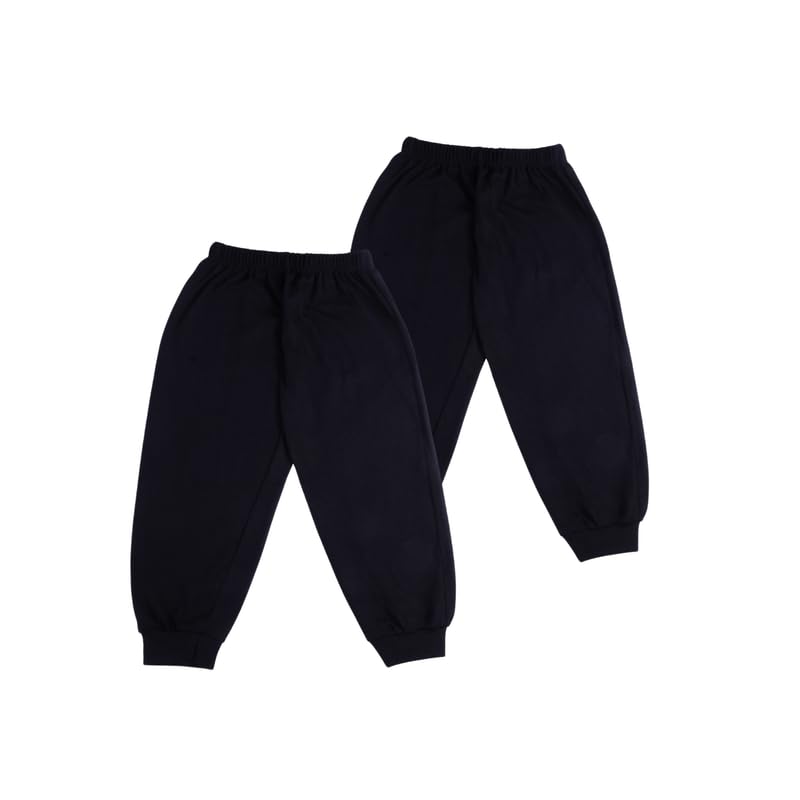 Sakuya Breathable Cotton Set of 2 Pant Set for Nightwear Sleepwear Casual Travel for Unisex Kids Boys Girls(1-2 Years) Black