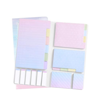 Sticky Notes Set Neon Memo Pad Set with Bookmark Index - Pink Sticky Notes for School, Home, and Office Organization - Sakuya