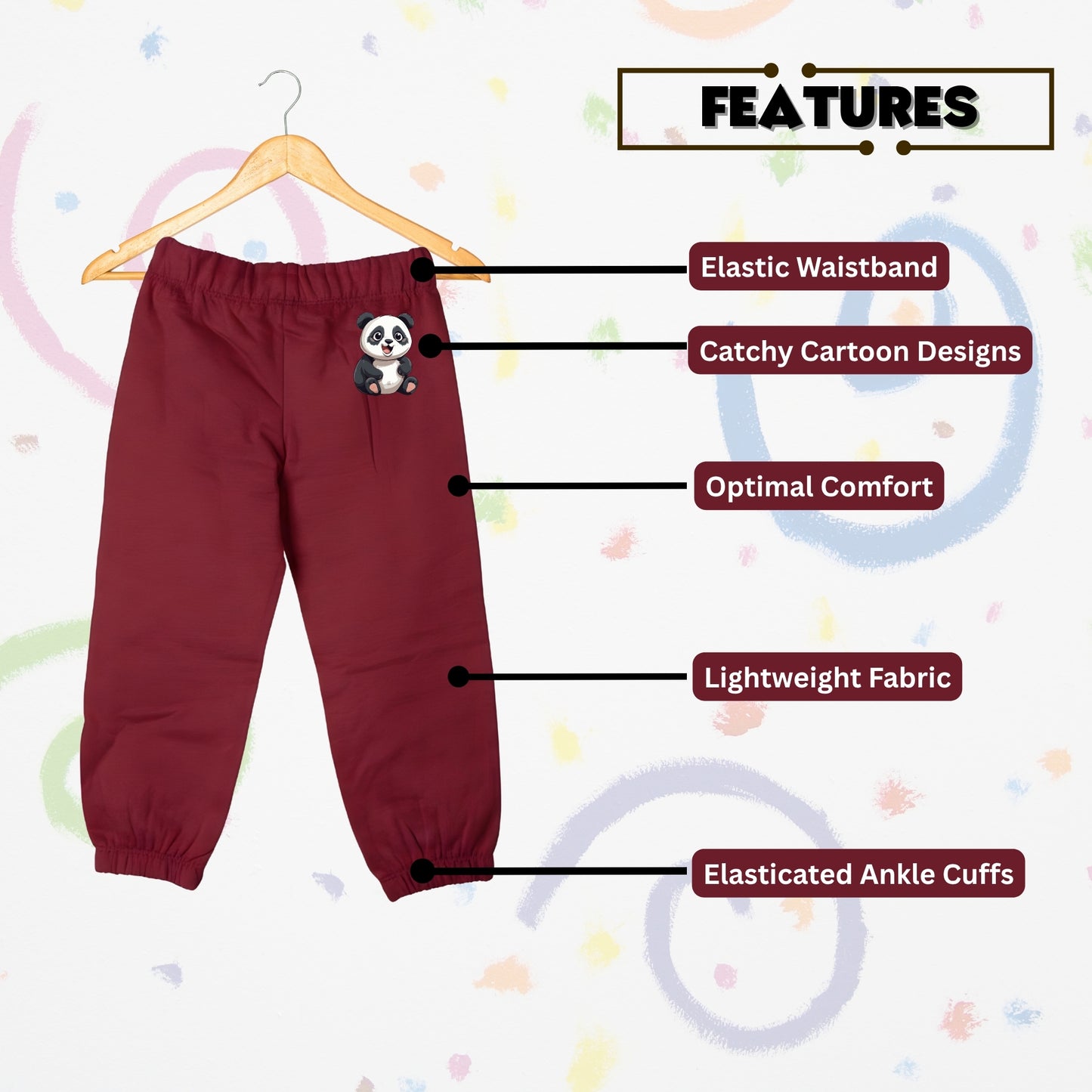 Sakuya Breathable Cotton Set of 3 Pant Set for Nightwear Sleepwear Casual Travel for Unisex Kids Boys Girls