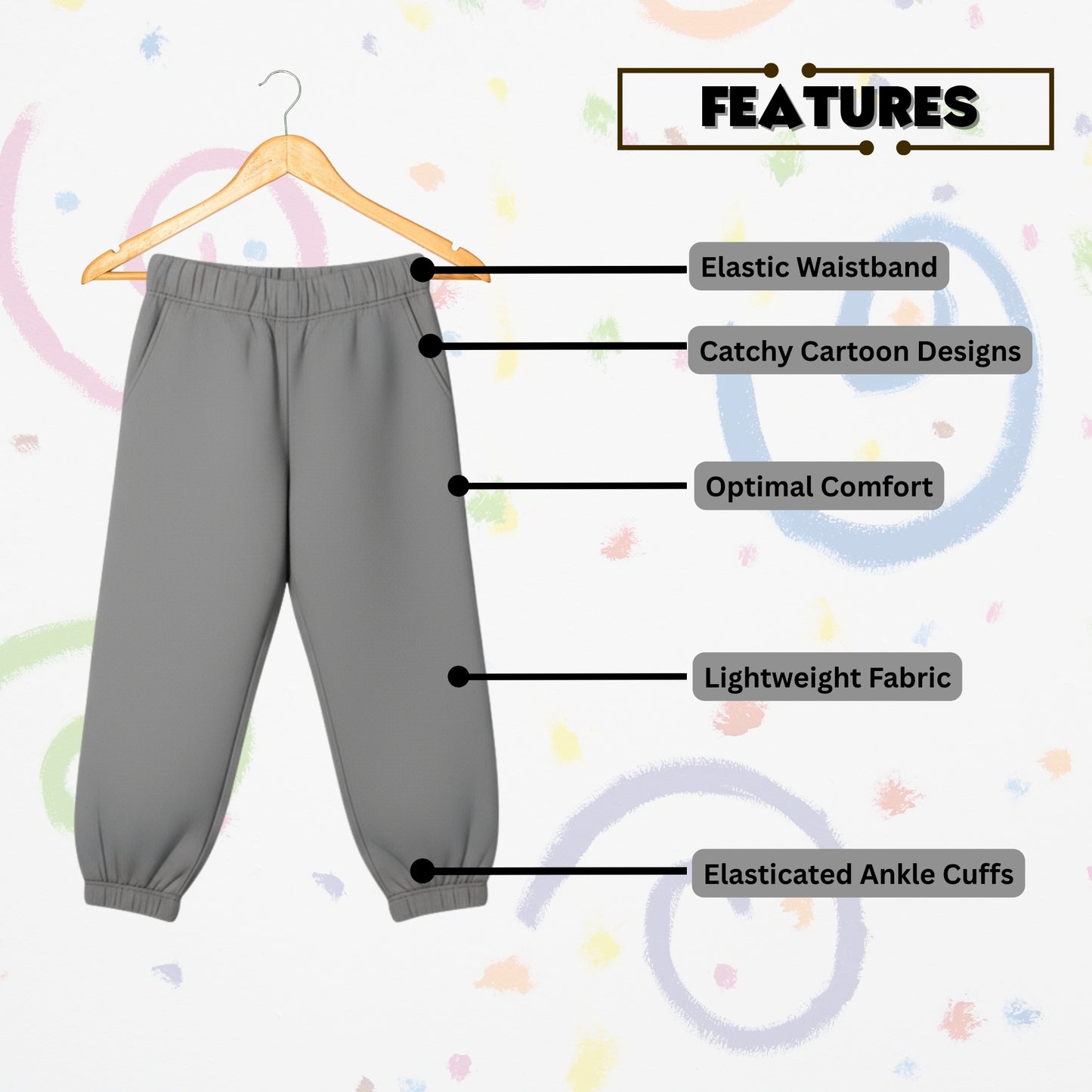 Sakuya Breathable Cotton Set of 3 Pant Set for Nightwear Sleepwear Casual Travel for Unisex Kids Boys Girls