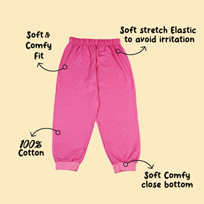 Sakuya Kids Cotton Loungewear Pants Set - Blue and Pink|Breathable Fabric| Comfortable Elastic Waistband-Set of 2 Cotton Pyjama Pants - Sakuya