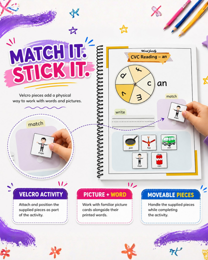 Sakuya CVC Phonics Activity Book for Early Readers, 5+ Years Kids
