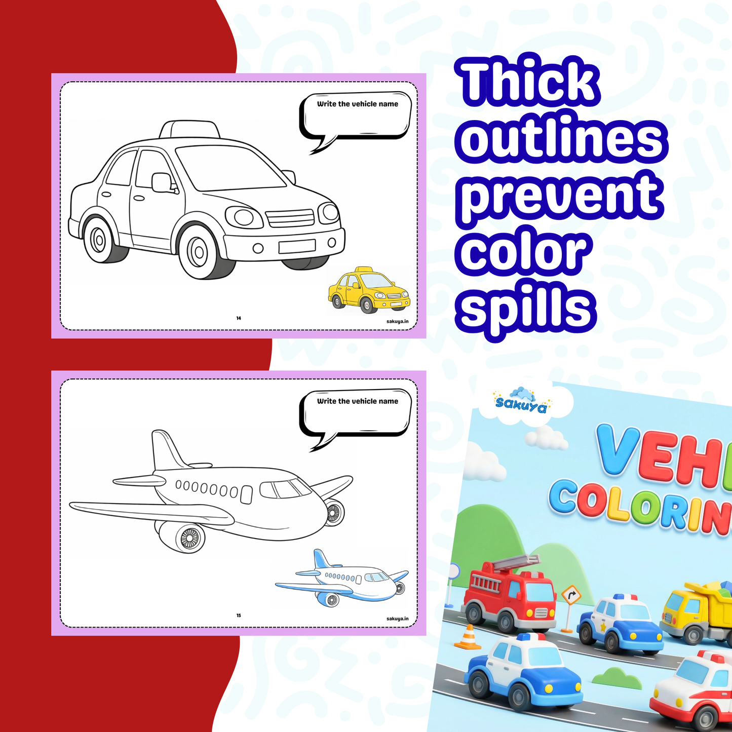 Vehicle Coloring Book for Kids | Big Easy Coloring Pages with Name Writing Practice | Cars, Trucks, Trains, Construction & Emergency Vehicles | Preschool & Kindergarten Activity Book