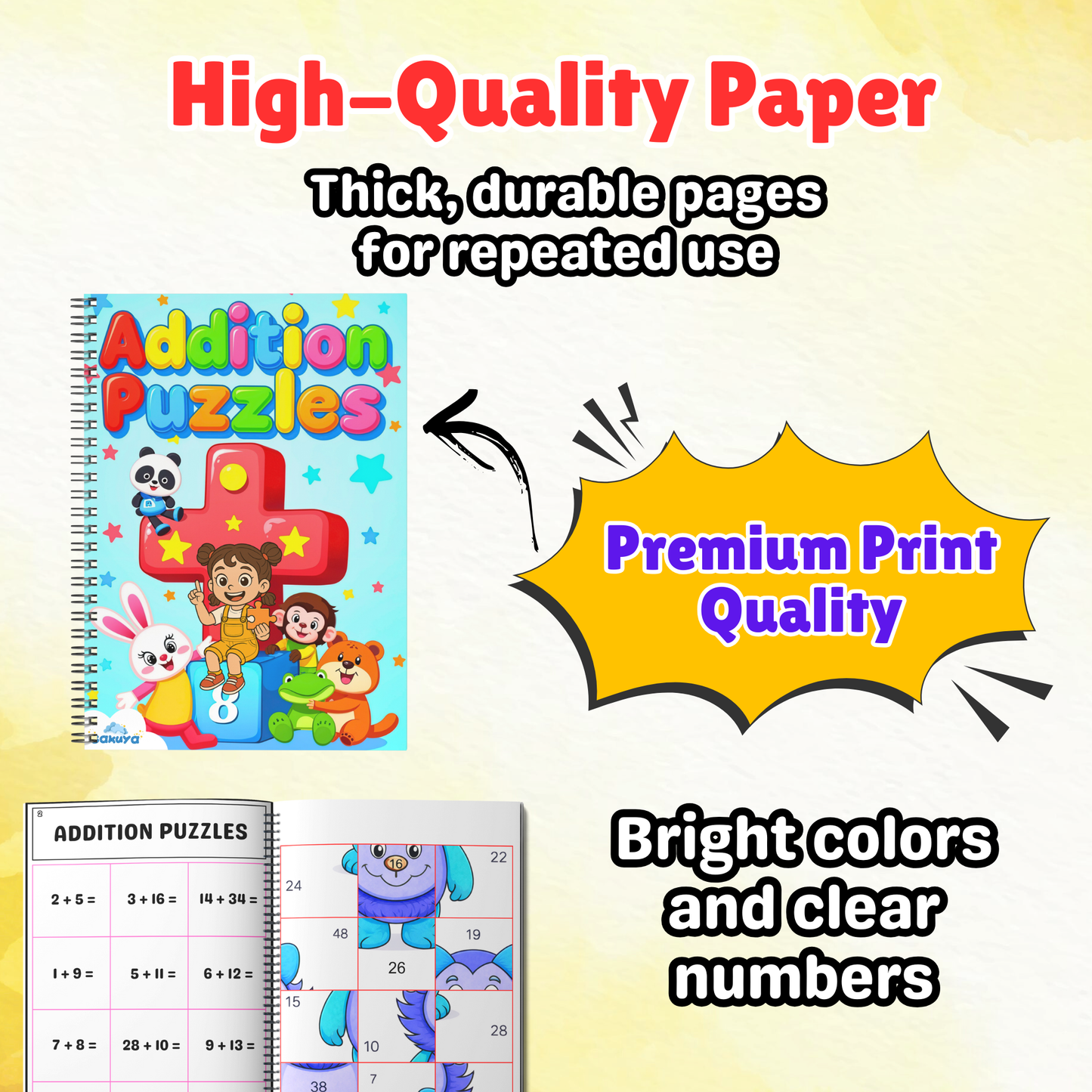 Sakuya Math Book for Kids – Fun Addition Puzzle Activity Workbook with Colourful Picture Puzzles for Preschool and Kindergarten Early Learning Practice Book for Kids 3+