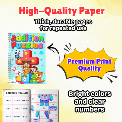 Sakuya Math Book for Kids – Fun Addition Puzzle Activity Workbook with Colourful Picture Puzzles for Preschool and Kindergarten Early Learning Practice Book for Kids 3+