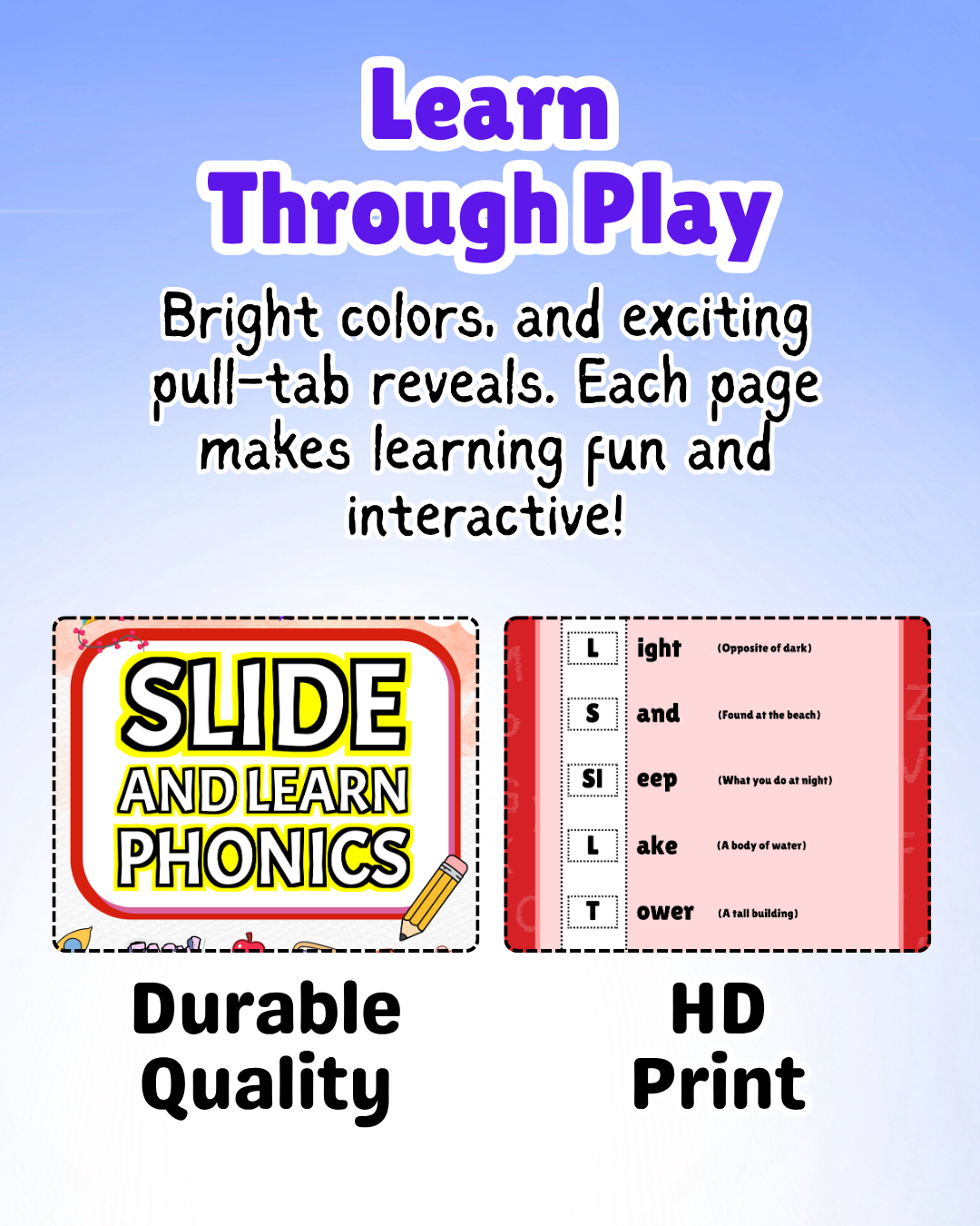 Sakuya Slide and Learn Phonics Book for Kids Ages 5+