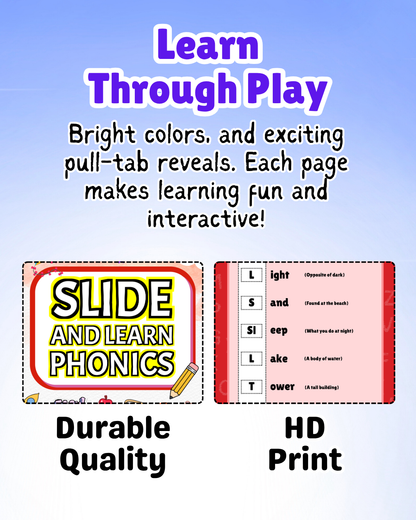 Sakuya Slide and Learn Phonics Book for Kids Ages 5+