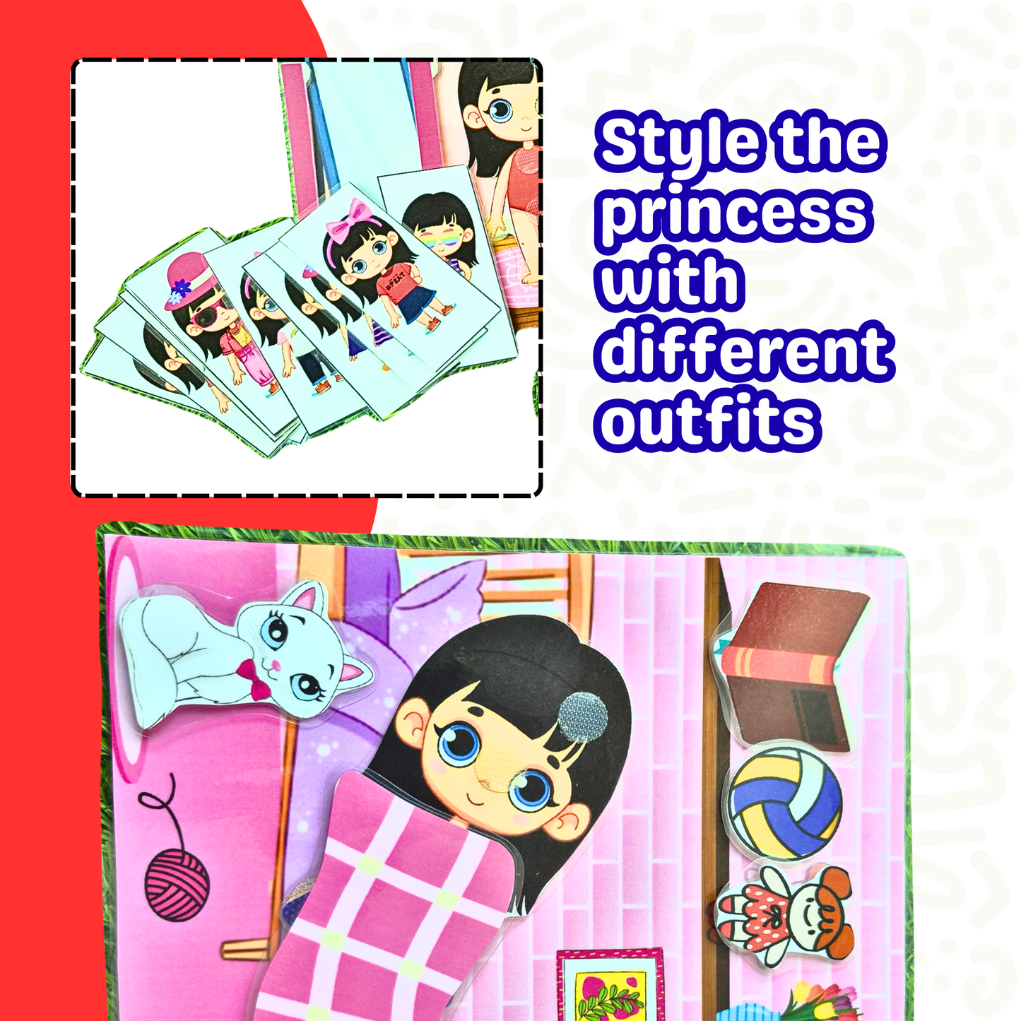 Sakuya Princess House Busy Book for Preschool Kids | Pretend Play with Dress-Up, Makeup, Kitchen & Bathroom Scenes | Reusable Stickers | Learning Gift for Girls 3–6 Years
