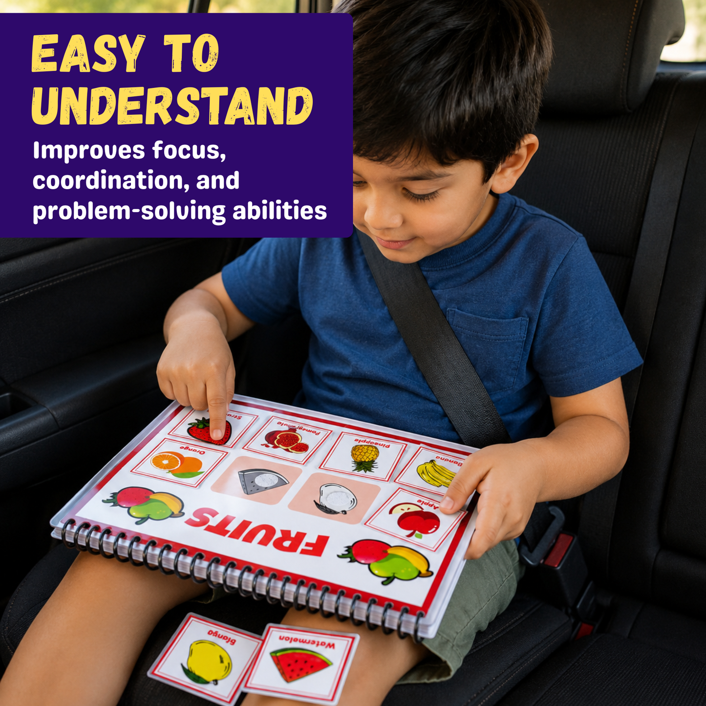 Sakuya Tiny Buddy Preschool Busy Book for Kids (2–5 Years) | 20-in-1 Montessori Activity Book | Reusable Learning Binder | Early Learning Toy for Alphabet, Numbers, Shapes & Fine Motor Skills