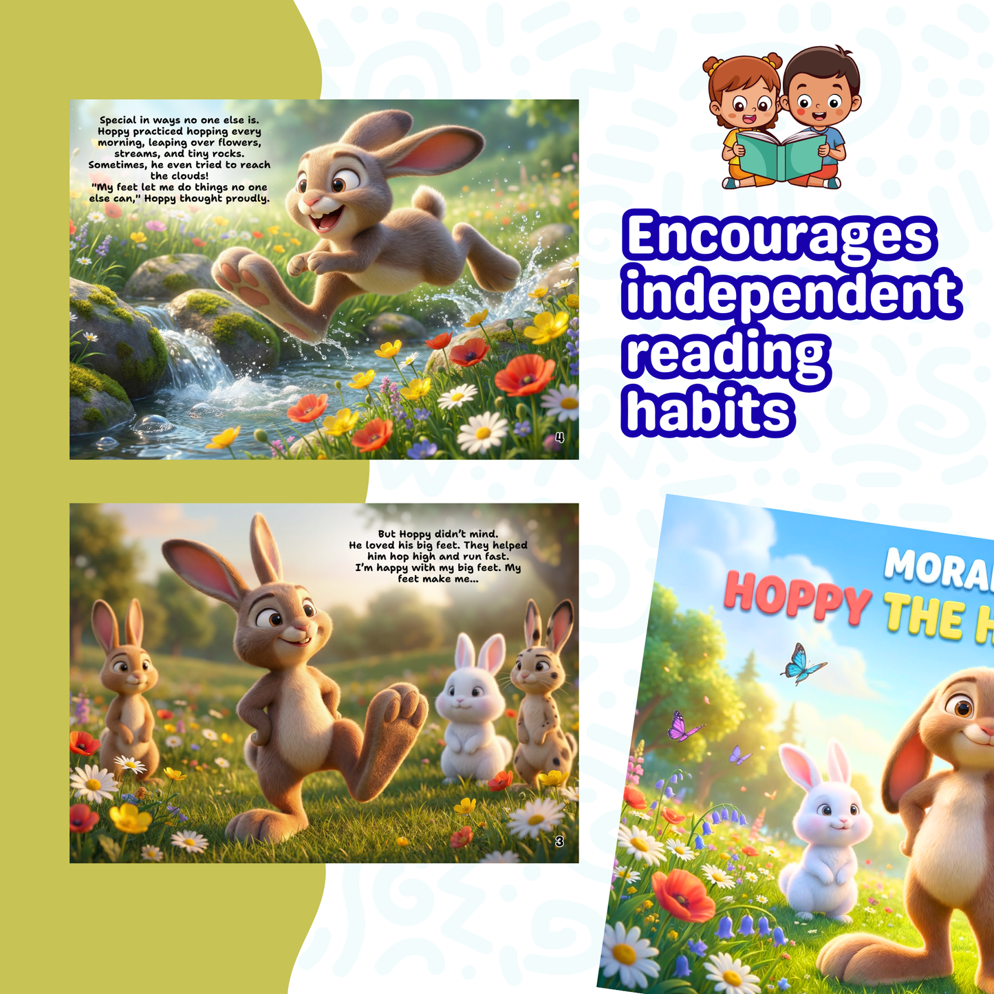 Sakuya Hoppy the Happy Bunny Moral Story Book for Kids Ages 3–8 | Illustrated Bedtime Story Book for Children | Teaches Self Confidence, Kindness, Friendship and Life Lessons Through Engaging Storytelling
