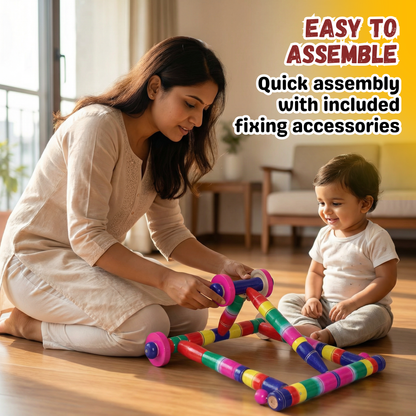 Sakuya Wooden Baby Walker Push Toy for Toddlers 6–18 Months | First Step Activity Walker | Solid Wood Frame | Smooth Wheels & Bells | Balance & Walking Support | Multicolor