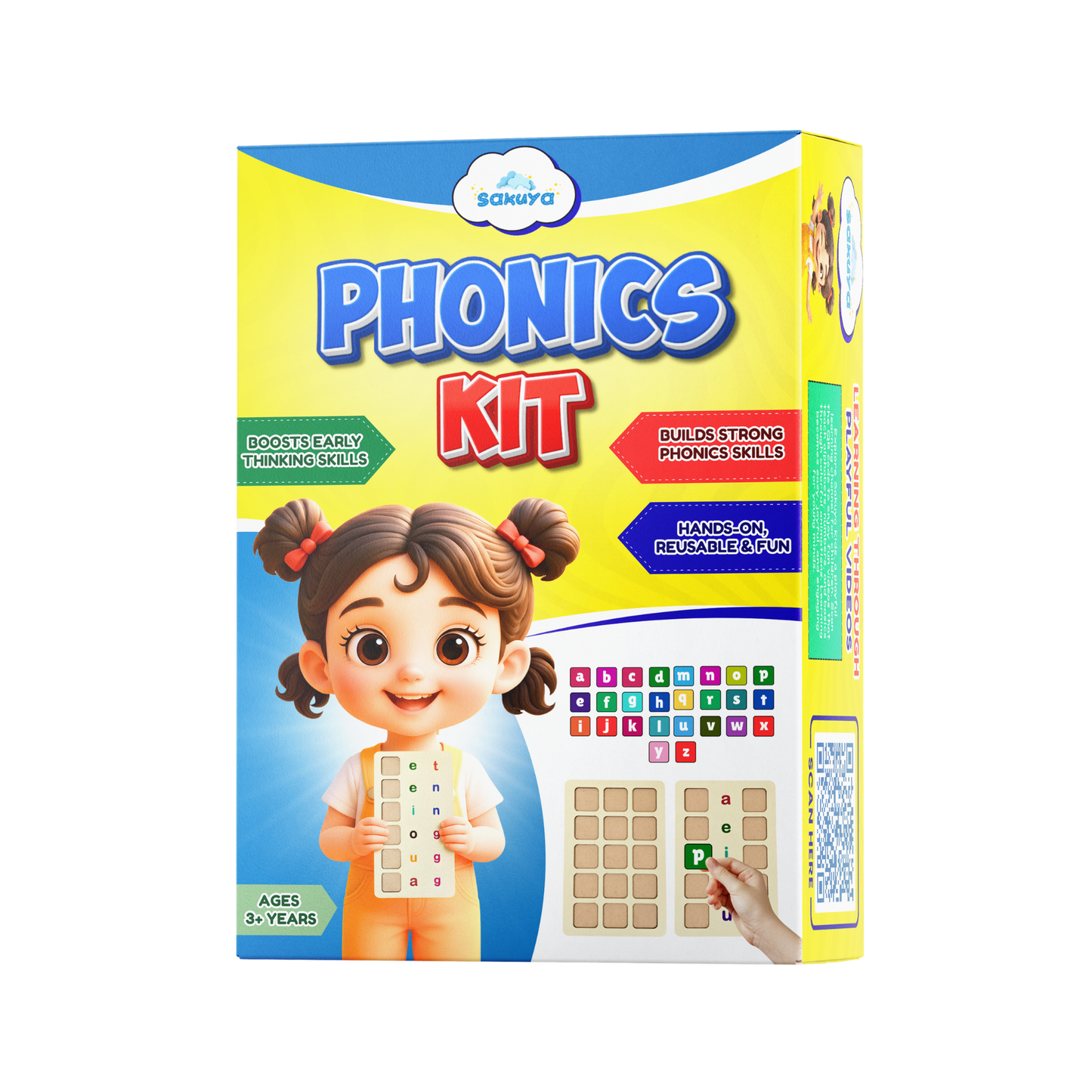 Sakuya Hands-On Phonics Kit for Kids | Games for Kids | Letter and Spelling Game | Durable Letter Tiles | Early Development Game, and Engaging Cognitive Development Activities