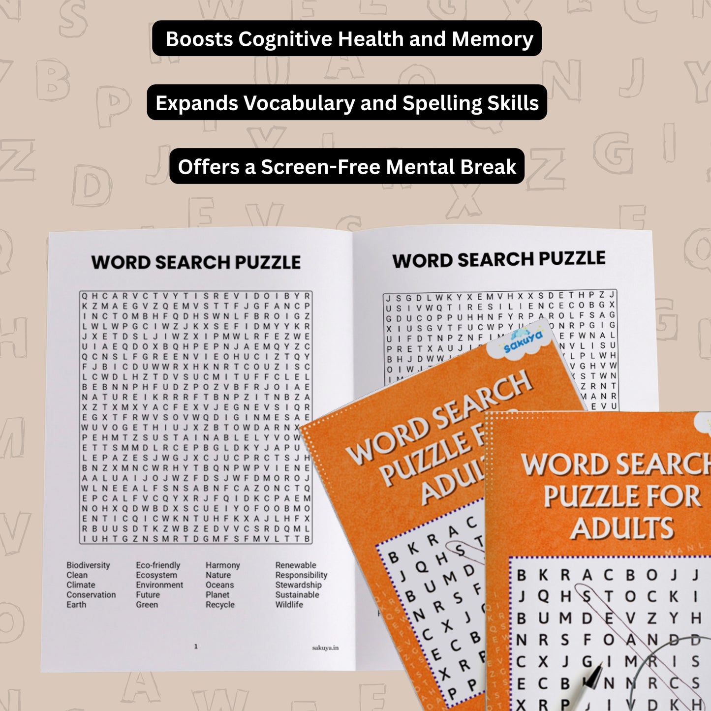Word Search Book for Adults | Puzzles for Grownups with Brain Games | Relaxing Puzzle for Adults for Focus, Vocabulary, and Screen-Free Play | Mindful Play and Cognitive Engagement
