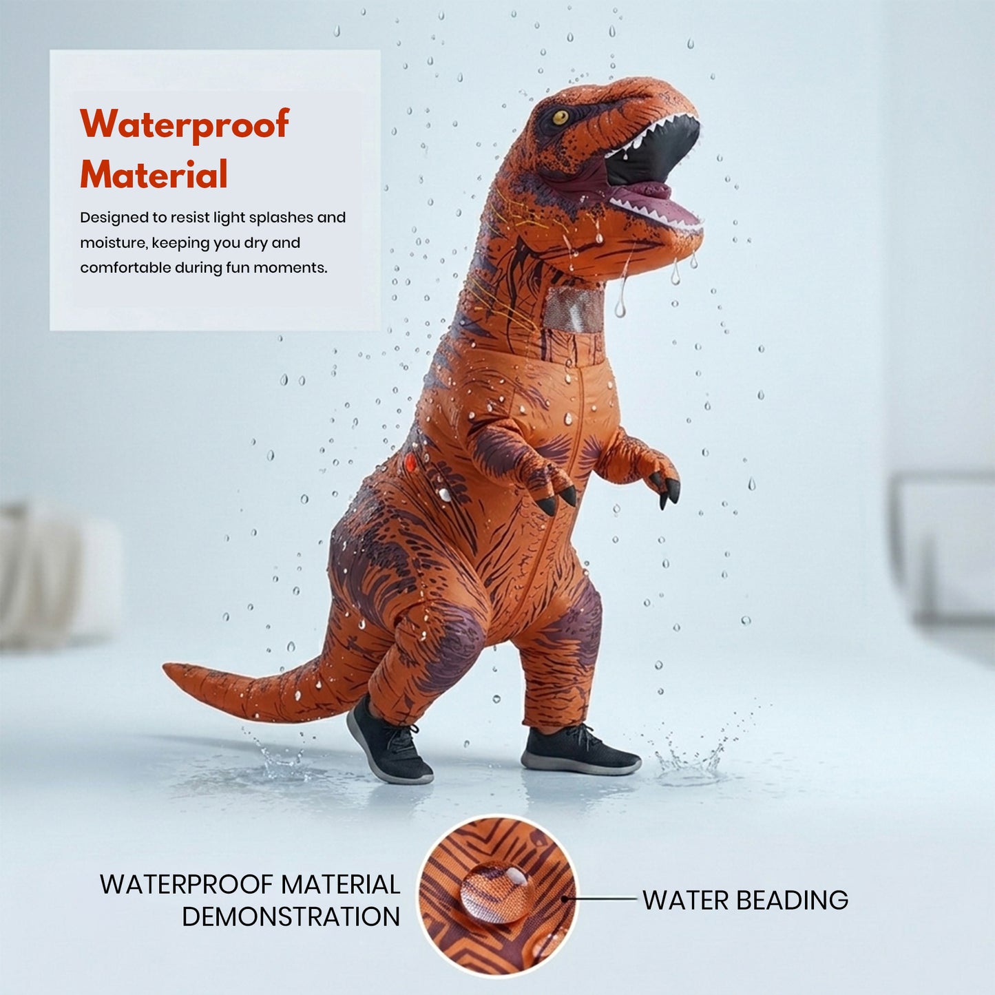 Sakuya Inflatable Dinosaur Costume for Adults | T-Rex Dino Cosplay Suit with USB Mini Fan | Blow-Up Mascot Costume for Halloween, Carnival, Parties & Events | Unisex, One Size