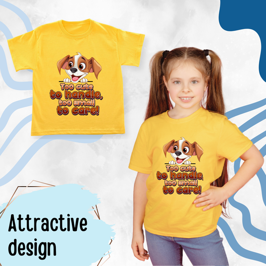 Sakuya Kids T-Shirt Regular Fit Unisex Cotton Dress with Attractive Dog Print| Half Sleeves - Perfect for Boys & Girls-Yellow - Sakuya